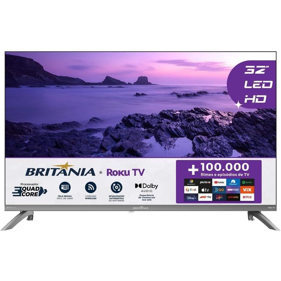 Smart TV 32 Britânia B32CRA Roku TV HD Wi-Fi | Ne