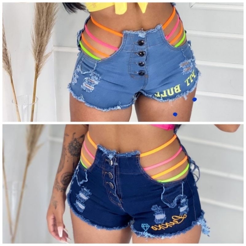 Short Jeans Feminino Cintura Alta Levanta Bumbum