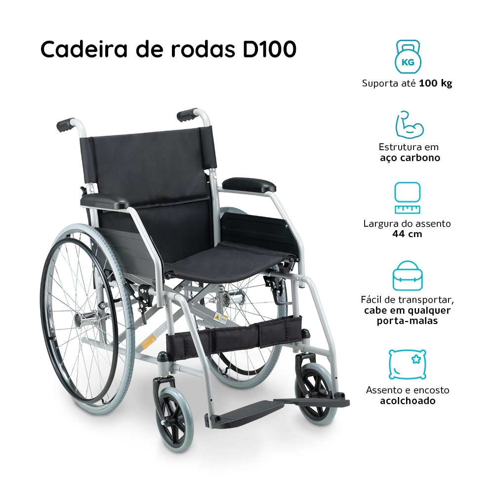 Cadeira de Rodas Dobrável Encosto Rebatível D100