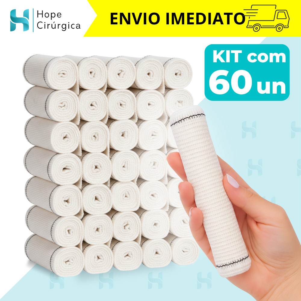 Kit 60 Faixas Curativo Ataduras Crepom Algodão 13