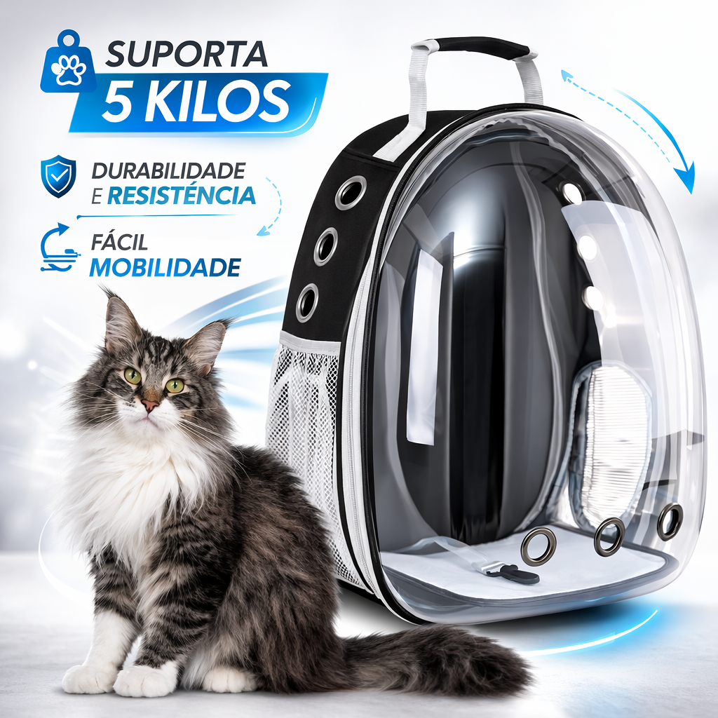 Mochila Pet Visão Panorâmica Astronauta para Cac
