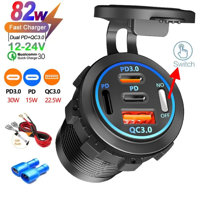 Novo 2/3/4 Porta PD QC 3.0 USB Carregador De Carro