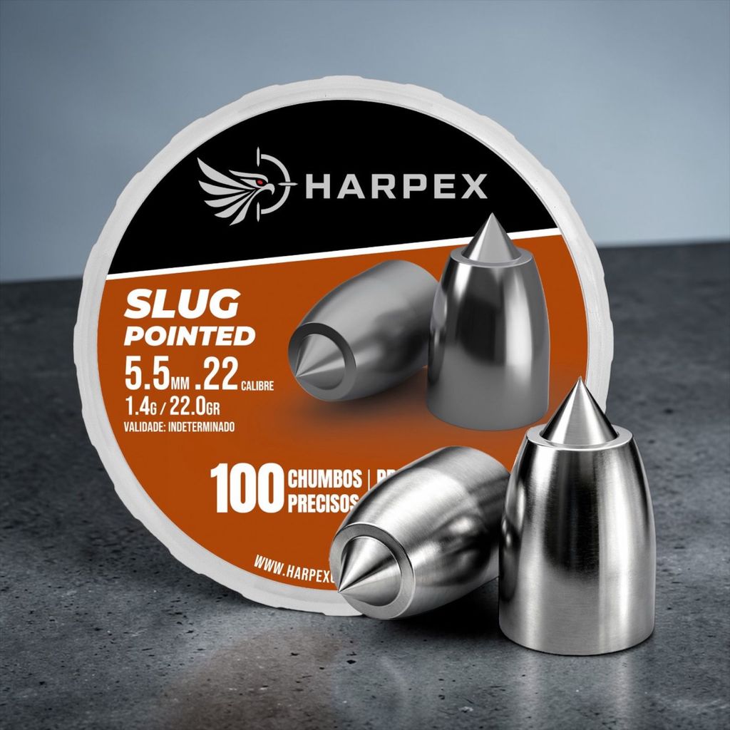 Chumbinho SLUG POINTED 5.5mm Harpex – 100 un