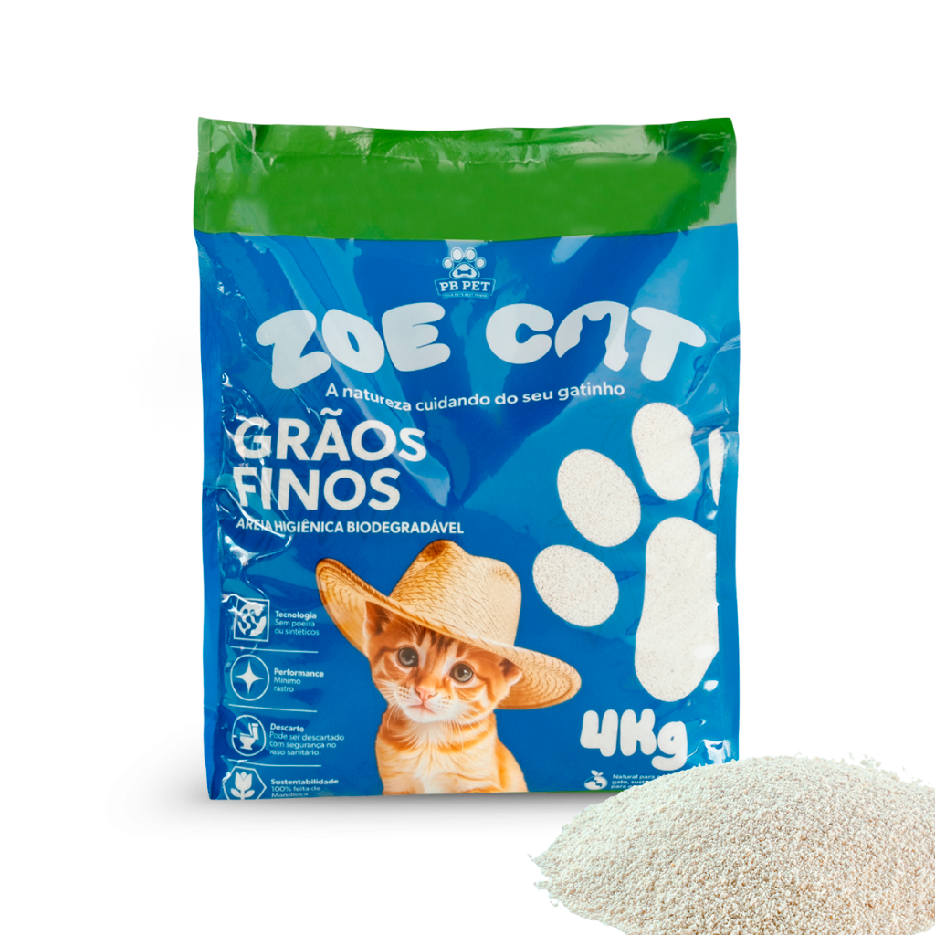 Areia Natural Zoecat 4kg Biodegradável 100% Mandi