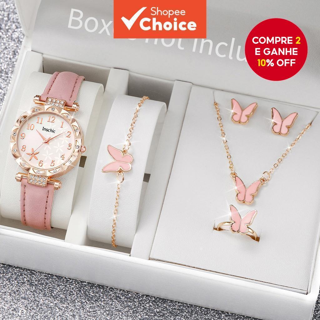 6 Pçs Moda Flores Dial Relógios Femininos Borbol