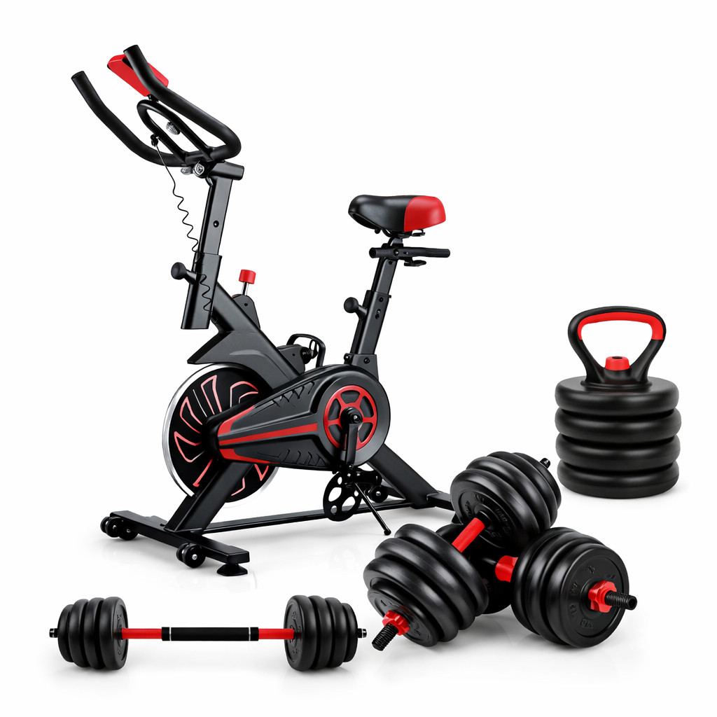 Academia Completa em Casa: Bike Spinning 6kg + Kit