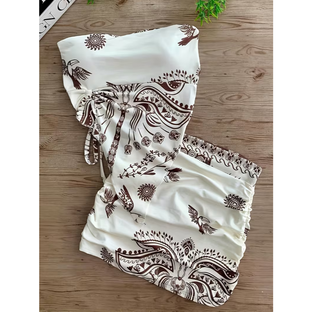 Conjunto Feminino Estampado Cropped Assimétrico c
