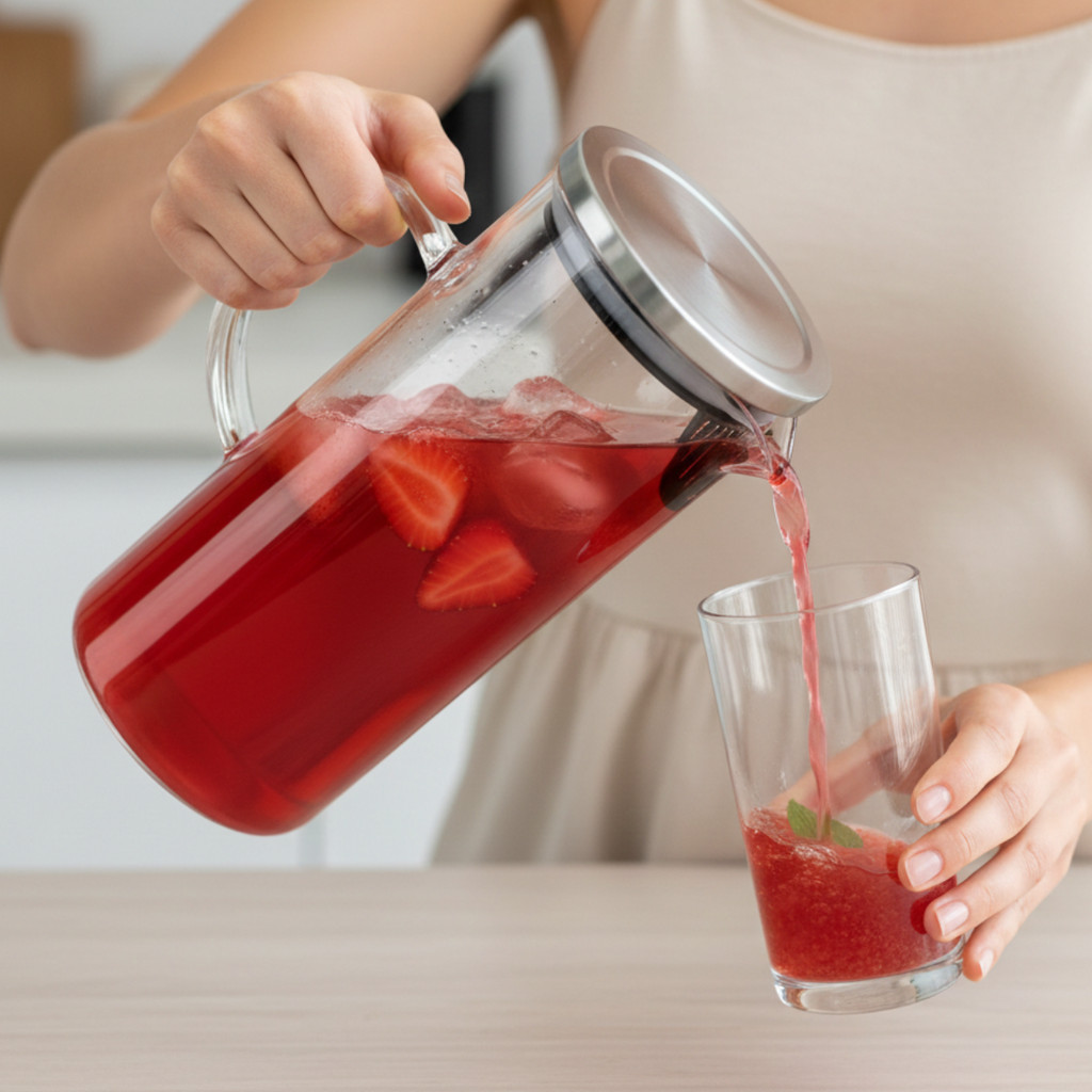 Jarra Vidro Borossilicato 1.1L Tampa Inox Resisten