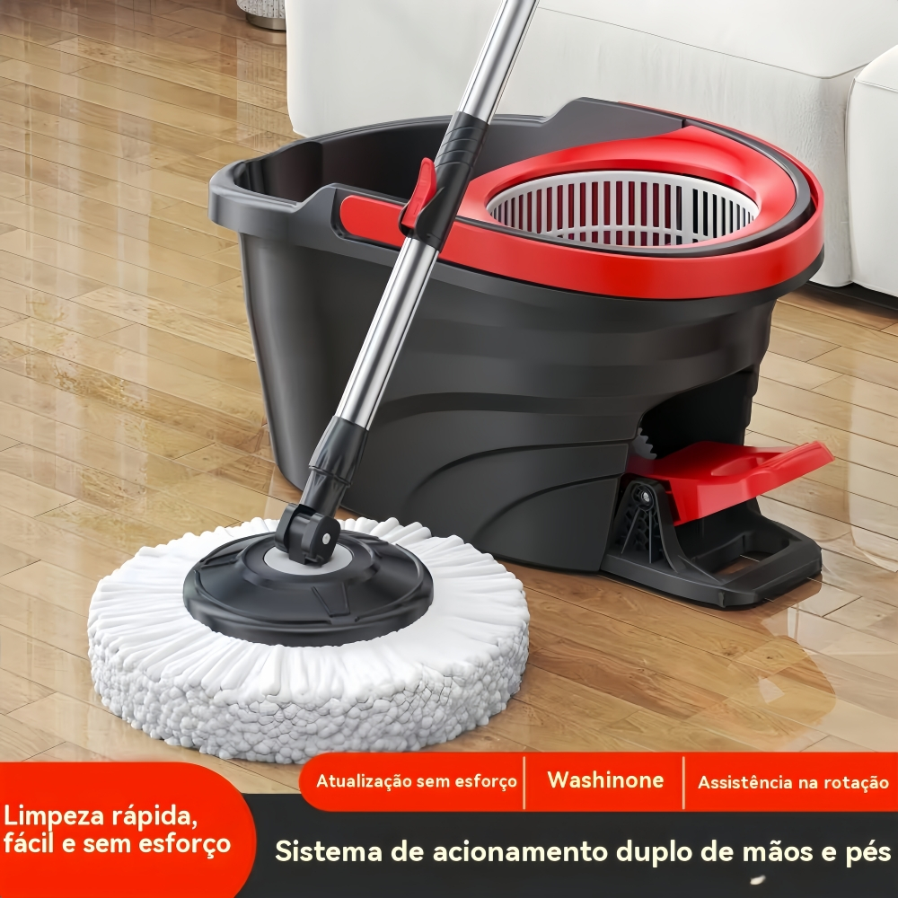 Mop Pedal Giratórico 11L com Centrífuga Inox e 2
