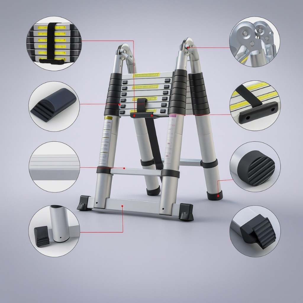 Escada Telescópica Dupla Profissional em Alumíni