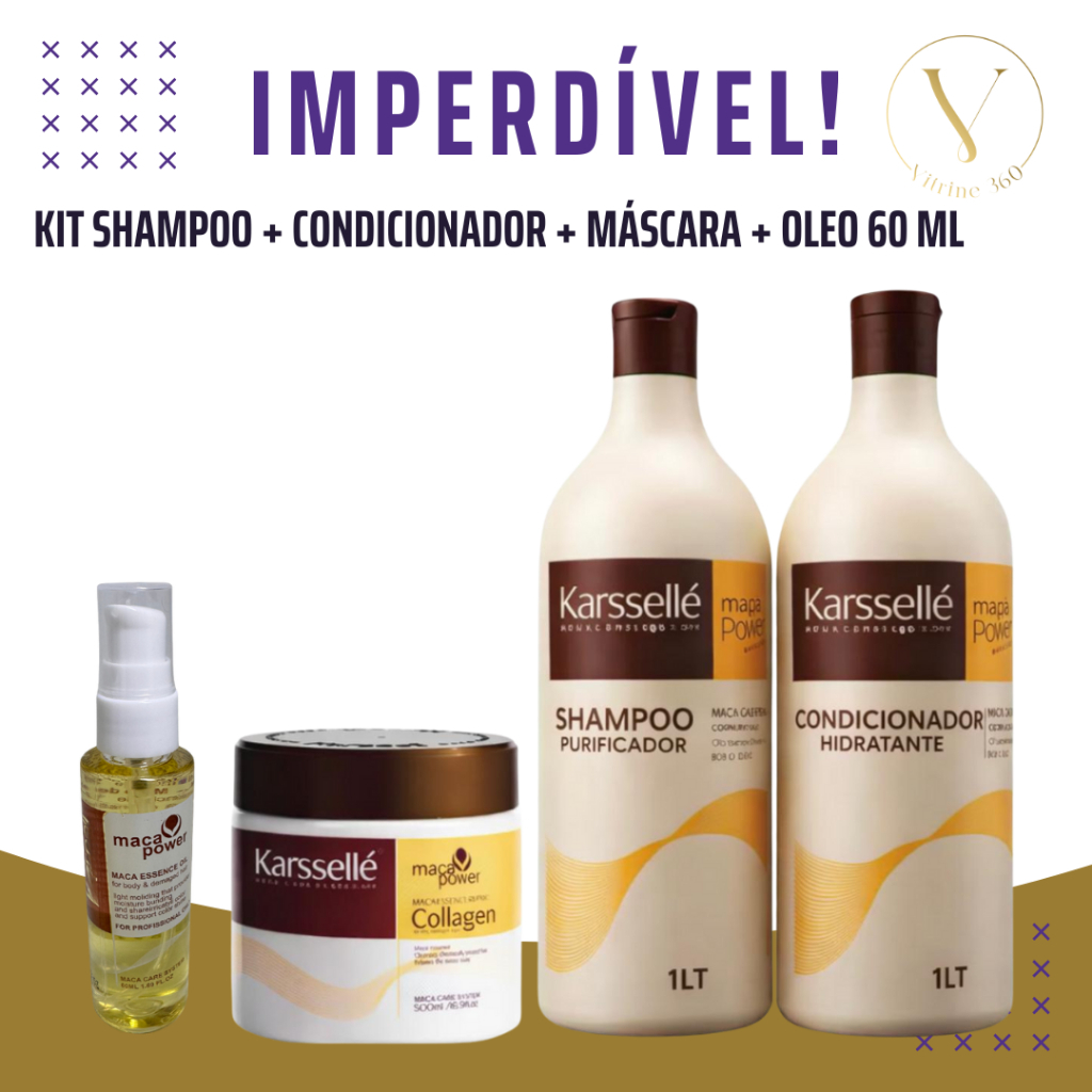 Kit Shampoo Condicionador Purificador 1L Máscara 