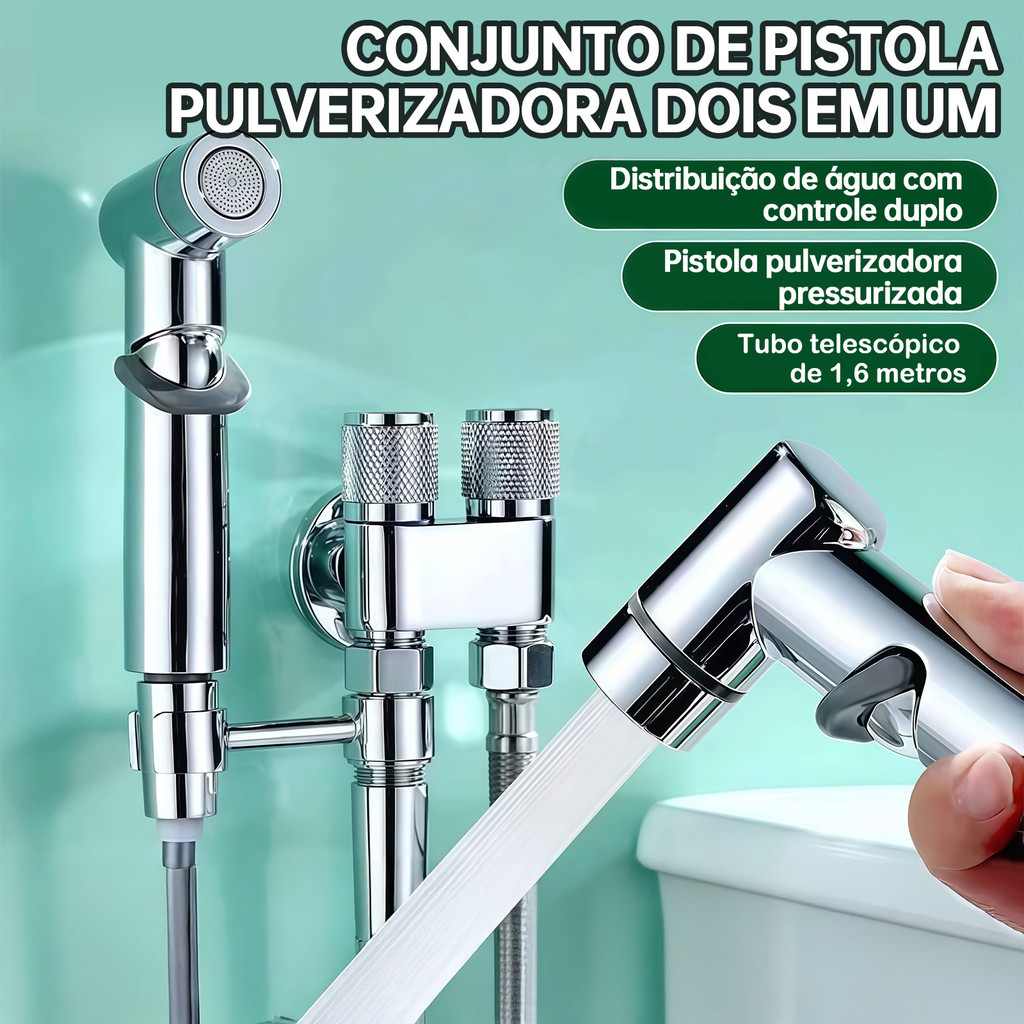 KIT Banheiro Ducha Higiênica Duas Saídas De 1/2 