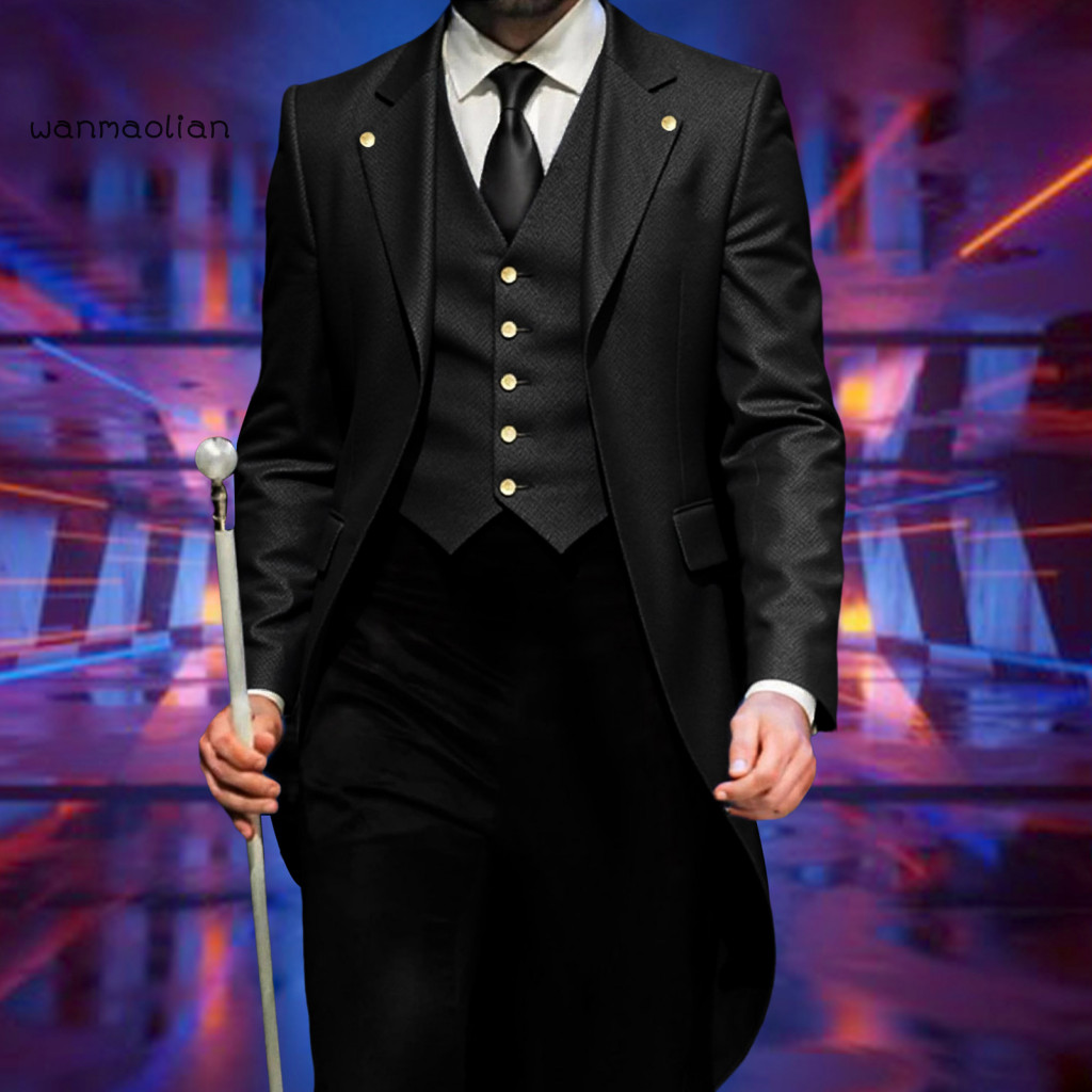 Men Long-sleeve Coat Slim-fit Retro Style Tuxedo J