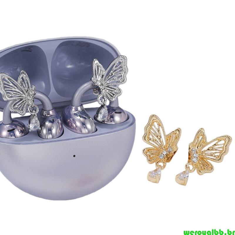 weroyalbb Zircon Adornado Fone Ouvido Prendedor Br