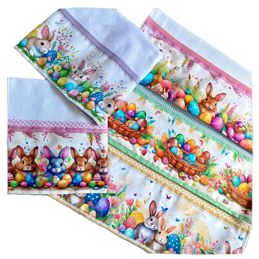 Pano de Prato 4 peças de Páscoa Kit Panos com De