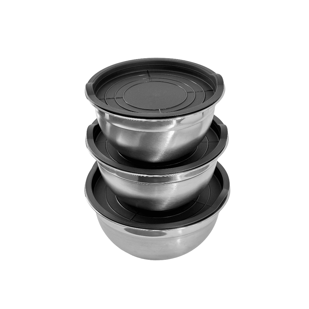 Conjunto De Bowls Tigela de Inox Com Tampa Bumper