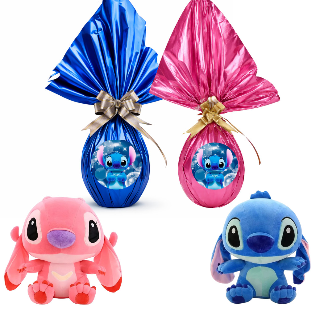 KIT Ovo de Páscoa Stitch Pelúcia Presente Infant