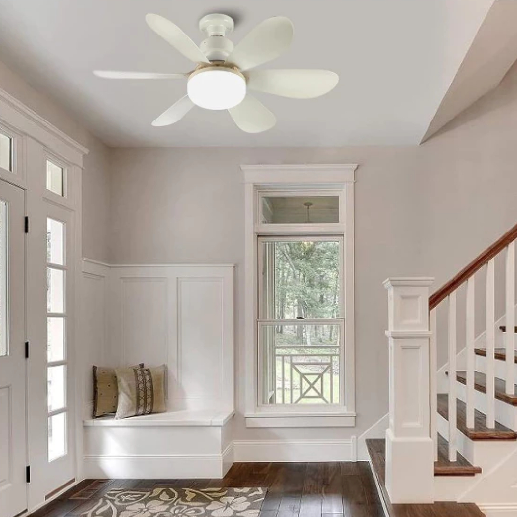 Ventilador de Teto LED 60W 80W Lâmpada E27 Contro