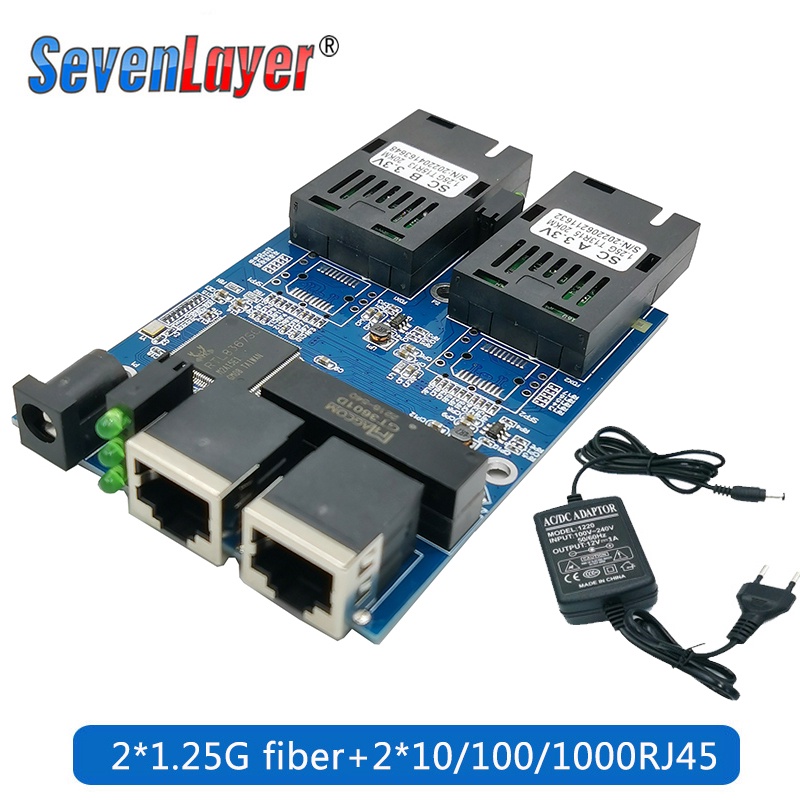 1000M fiber switch 2 RJ45 UTP 2 SC fiber  Gigabit 