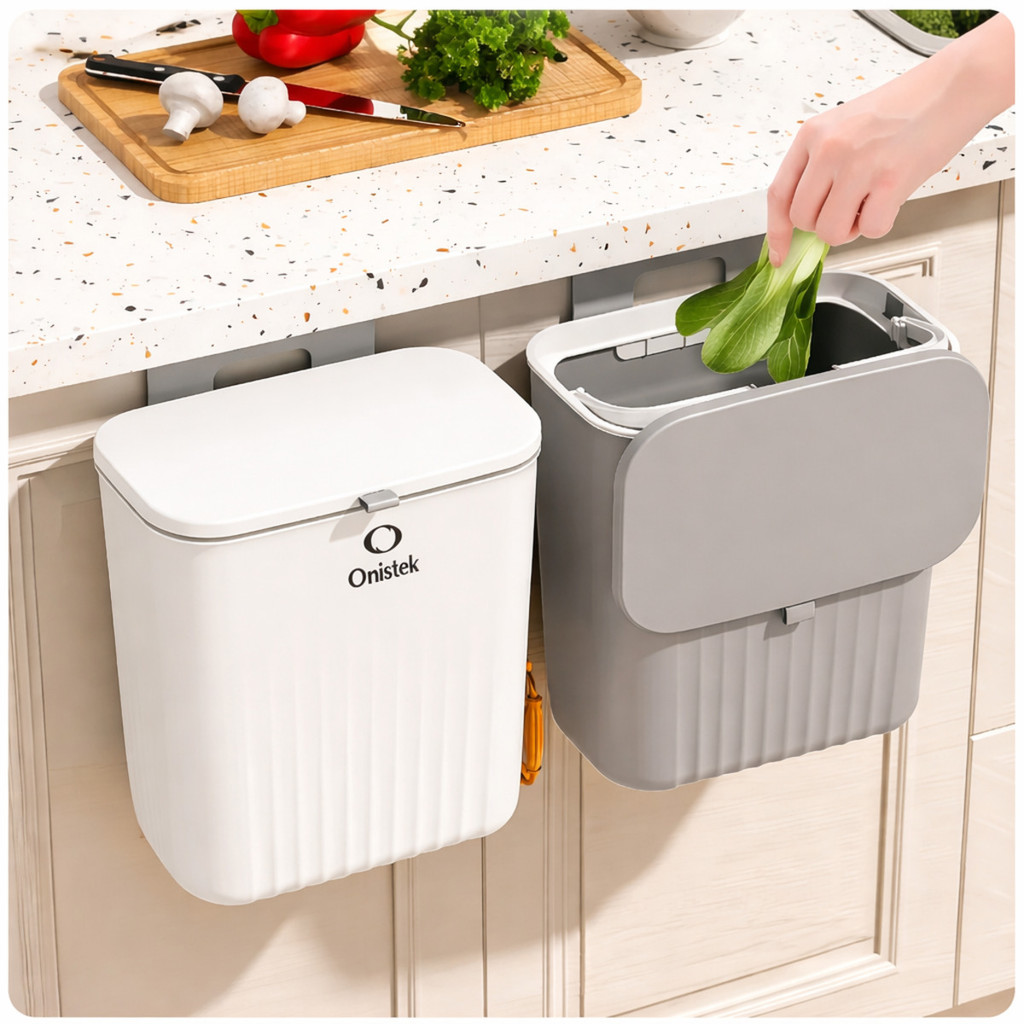 Lixeira de Cozinha Suspensa 9 Litros Com Tampa e A