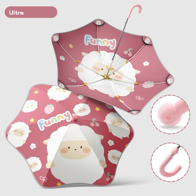 Bonito crianças guarda-chuvas em linha reta polia