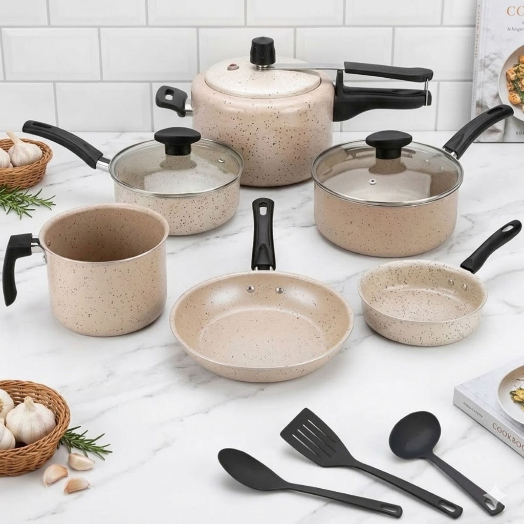 Jogo de Panelas 9 Peças Panela de Pressão 2L Con