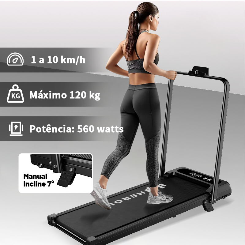 HEROI Esteira dobrável , peso máximo 120 kg, pot