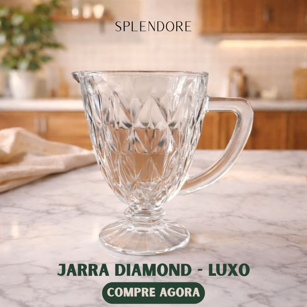 Jarra Luxo Diamond Água Suco Drinks Vidro Elegant