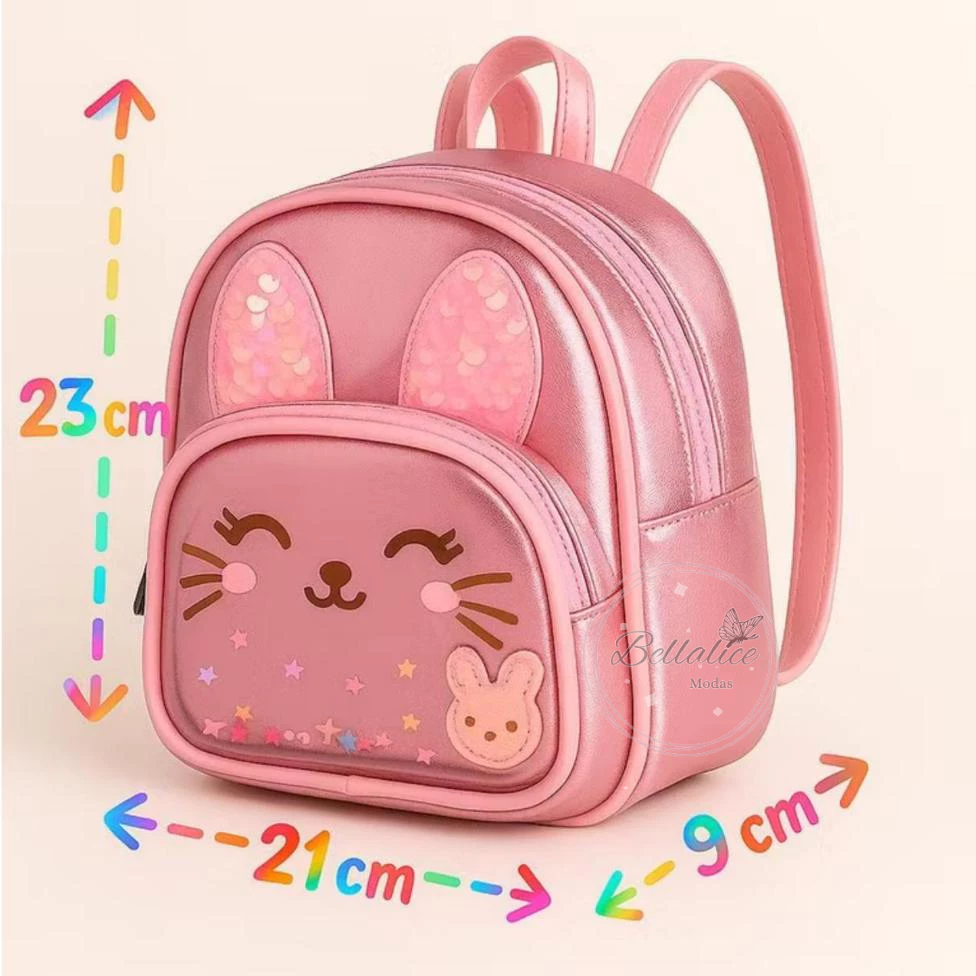 Mochila Infantil Menina 2 a 6 Anos Brilhante Gatin