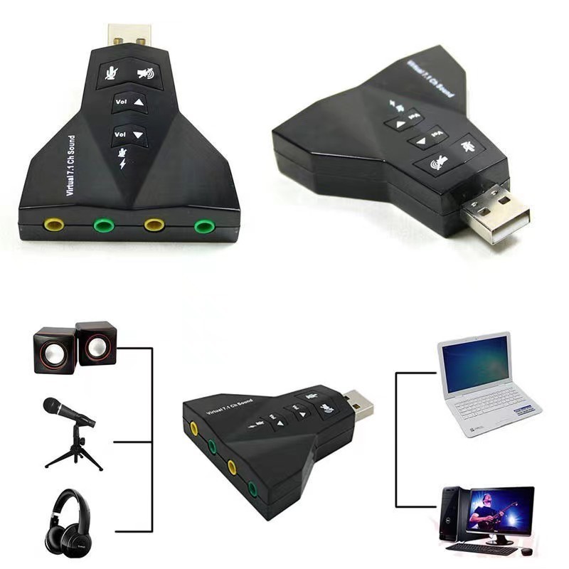 Placa de Som Adaptador Audio USB Externa 7.1 Para 