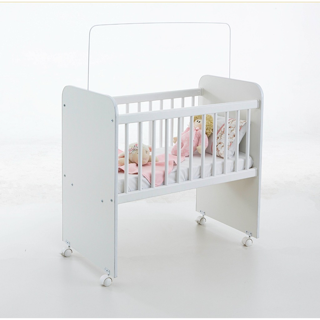 Mini Berço Com Colchão Rodinhas e Suporte de Mos