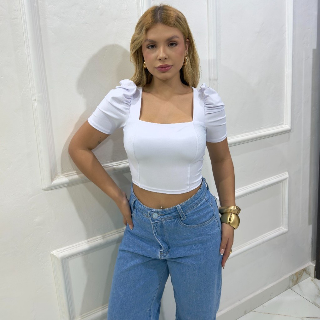 Cropped Feminino Princesa Manga Curta Cropped Mang
