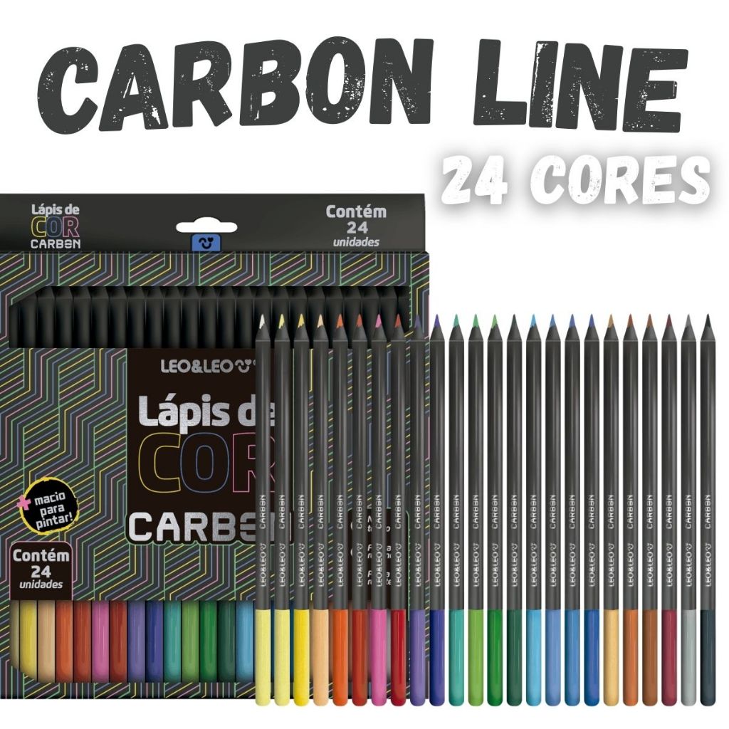 Lápis de Cor 24 Cores Carbon line Escolar Profiss