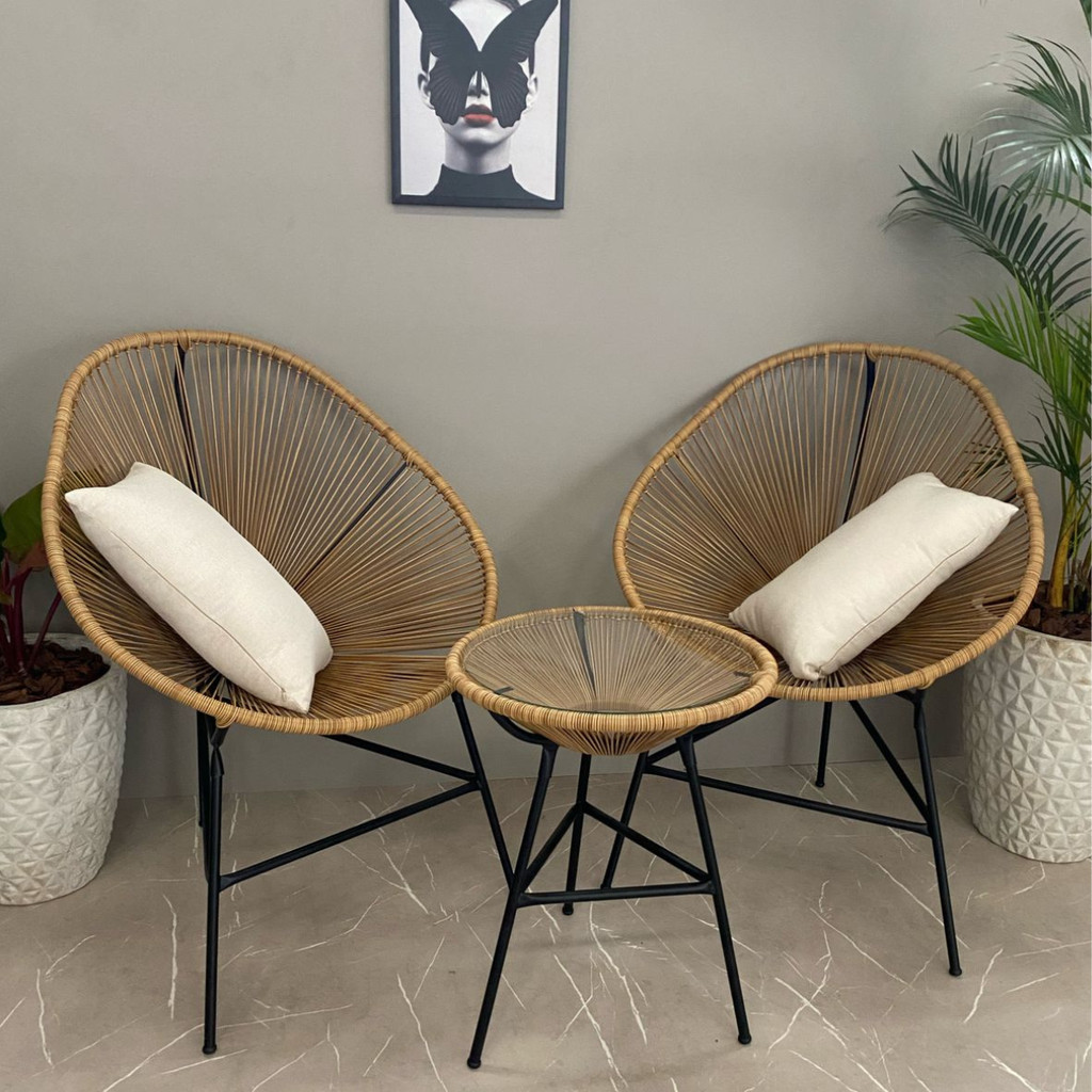 Kit 2 Cadeiras Acapulco 1 Mesinha Acapulco Jardim 