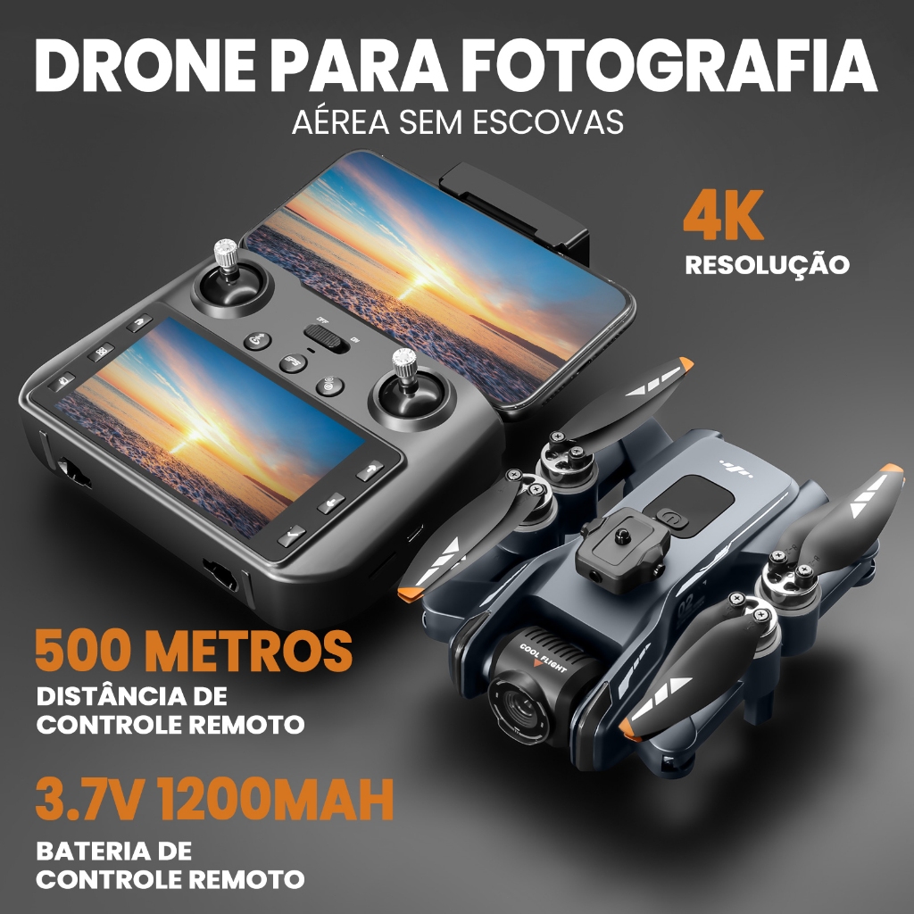 Drone profissional XT808 possui uma tela 4K de 4,5