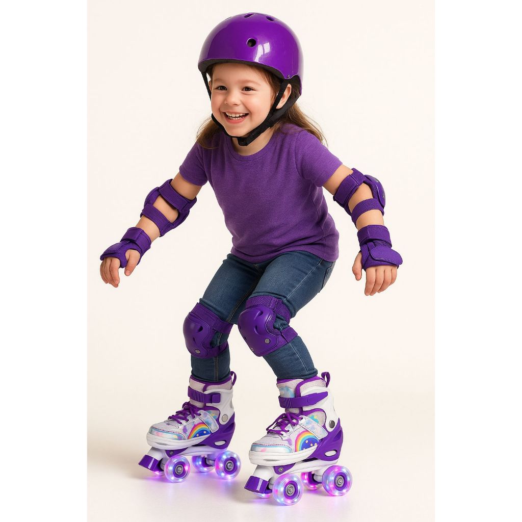 Patins Infantil Arco Íris Roxo 4 Rodas Ajustável