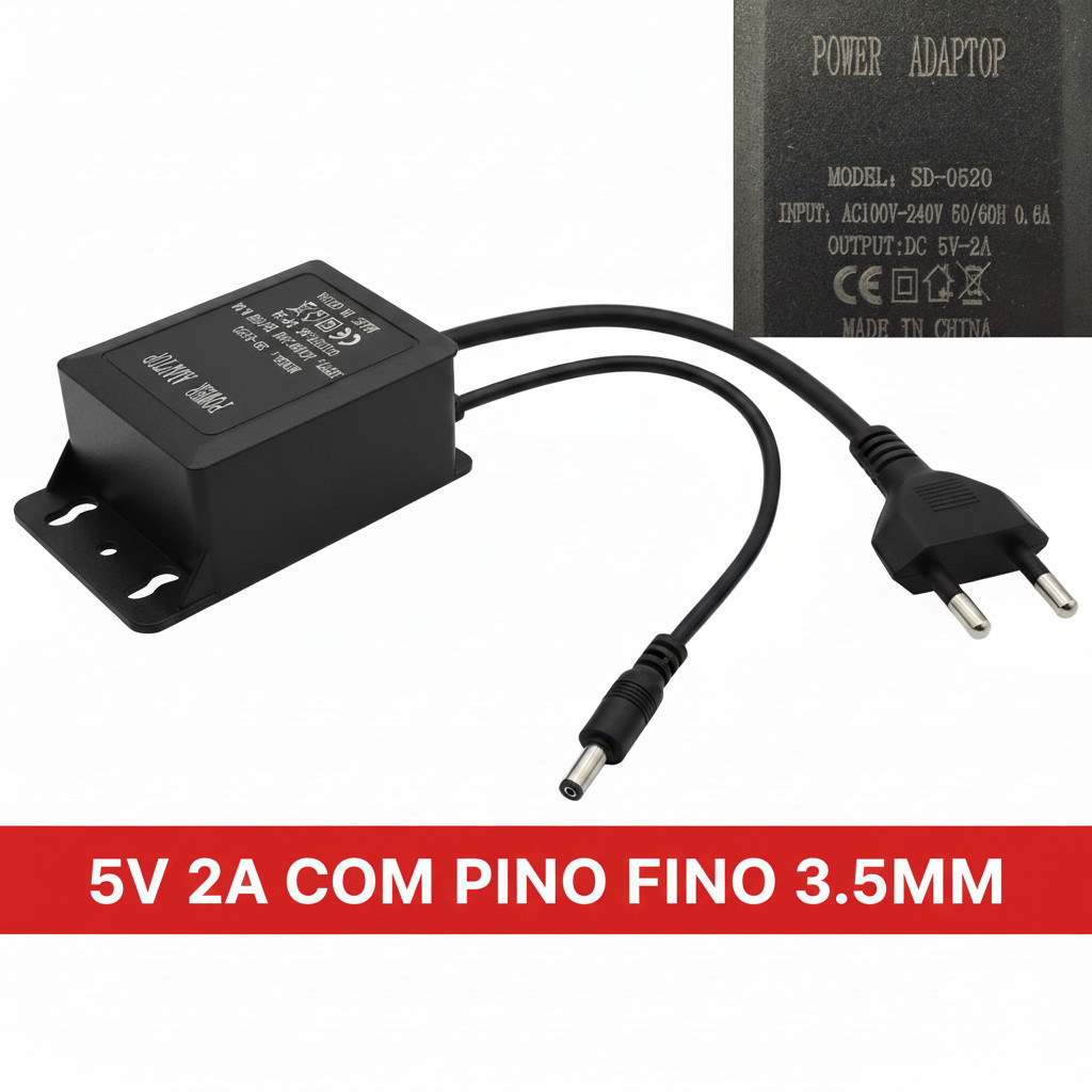 Fonte Carregador 5v 2a 3.5mm X 1.35mm Bivolt 110/2