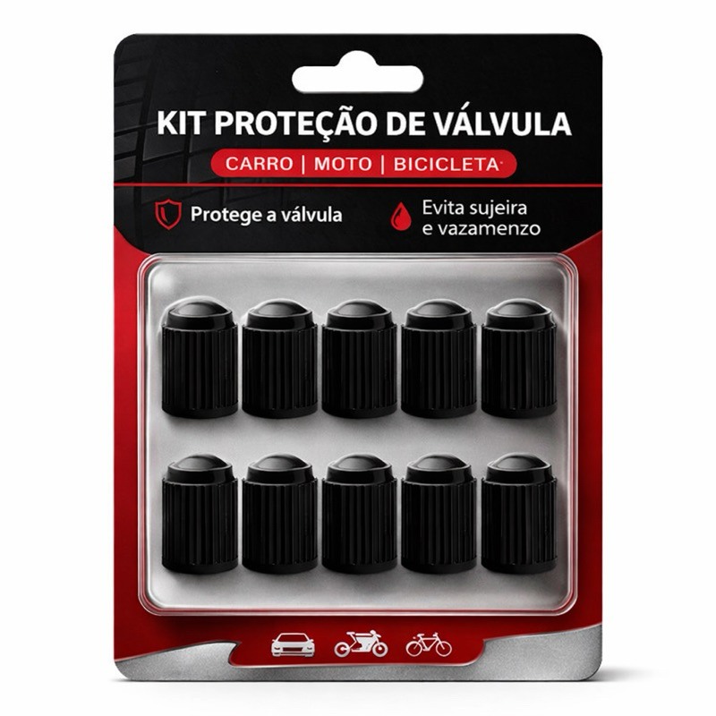 Kit 10 Tampinhas de Bico de Pneu  Universal, Resis