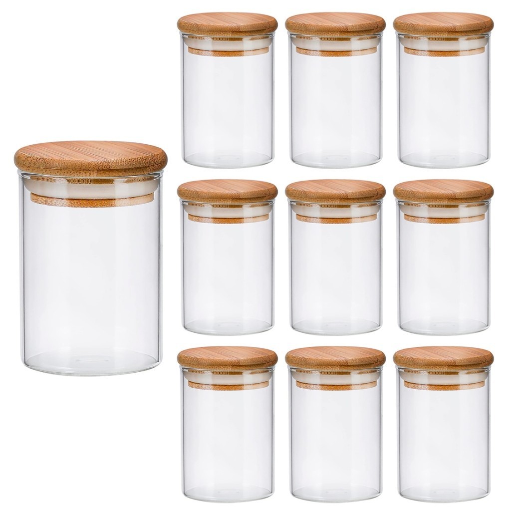 Kit 10 pote porta mantimentos 200ml de Vidro Com T