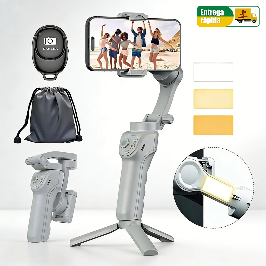 Estabilizador Celular Gimbal 3 Eixos, IA Rastreame