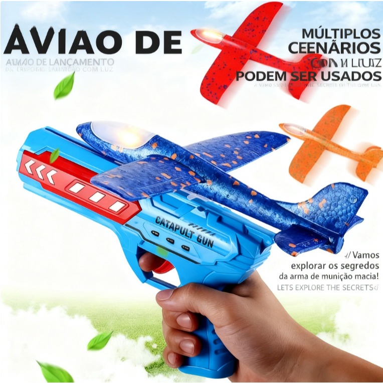 Lançador de aviões de espuma portátil Brinquedo