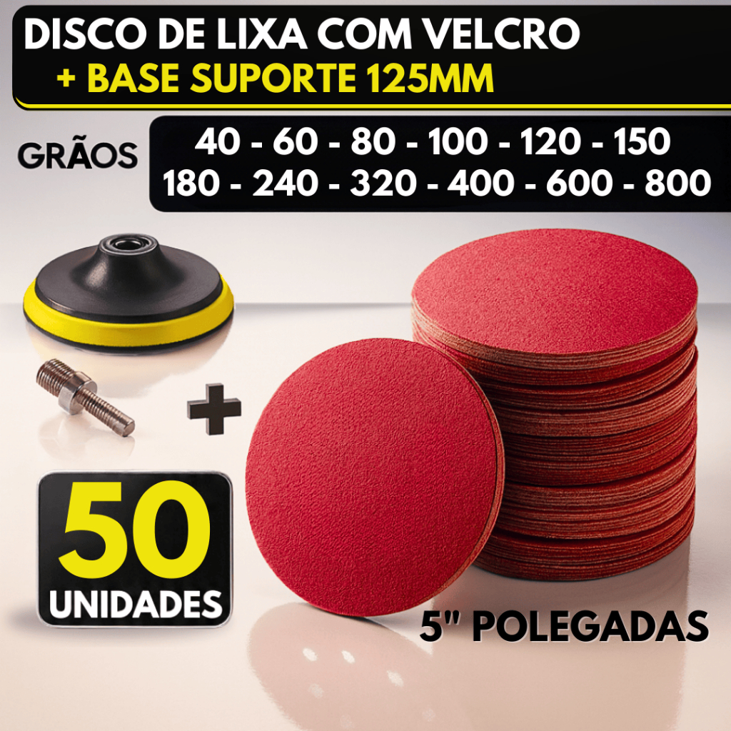 Kit Base + 50 Disco Lixa Velcro Sem Furos Roto Orb