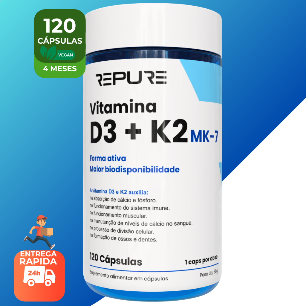 Vitamina D3 + K2 MK7 (2.000UI + 149mcg) Premium &#