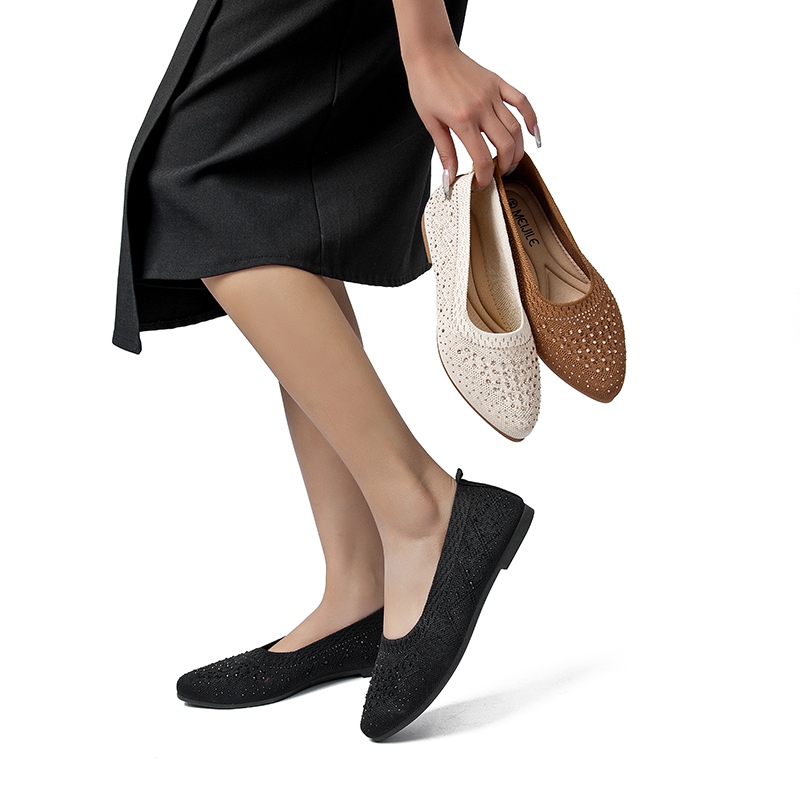 Sapatos casuais femininos de bico fino e mocassins