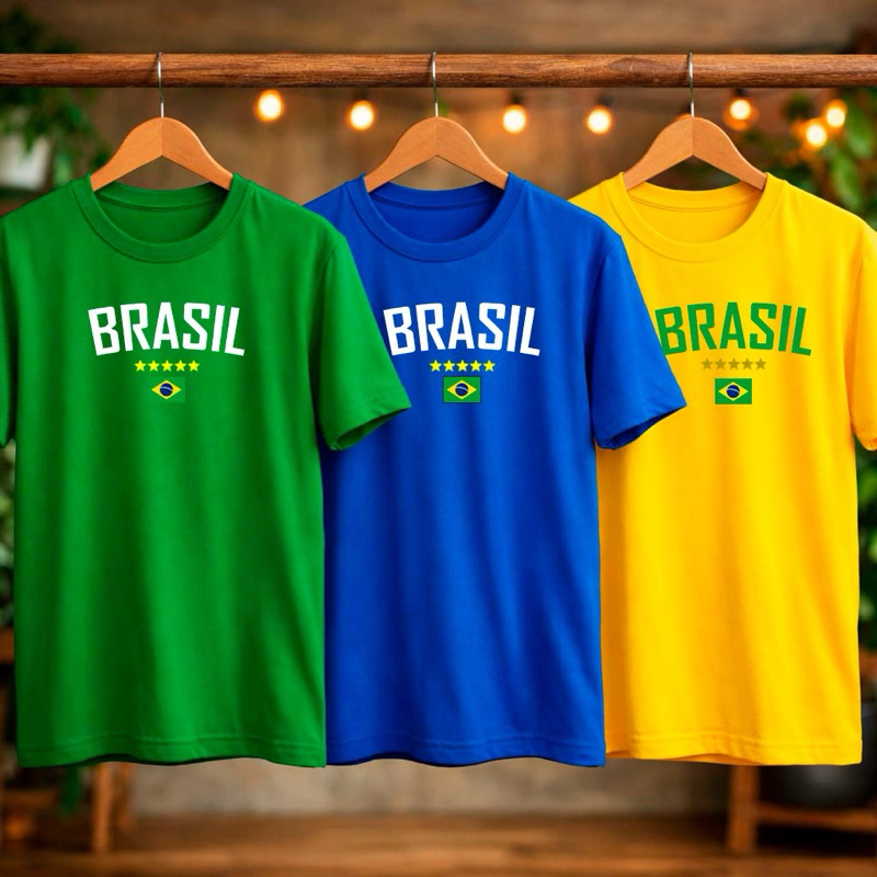 Camiseta Estampada Brasil Masculina Feminina 100% 