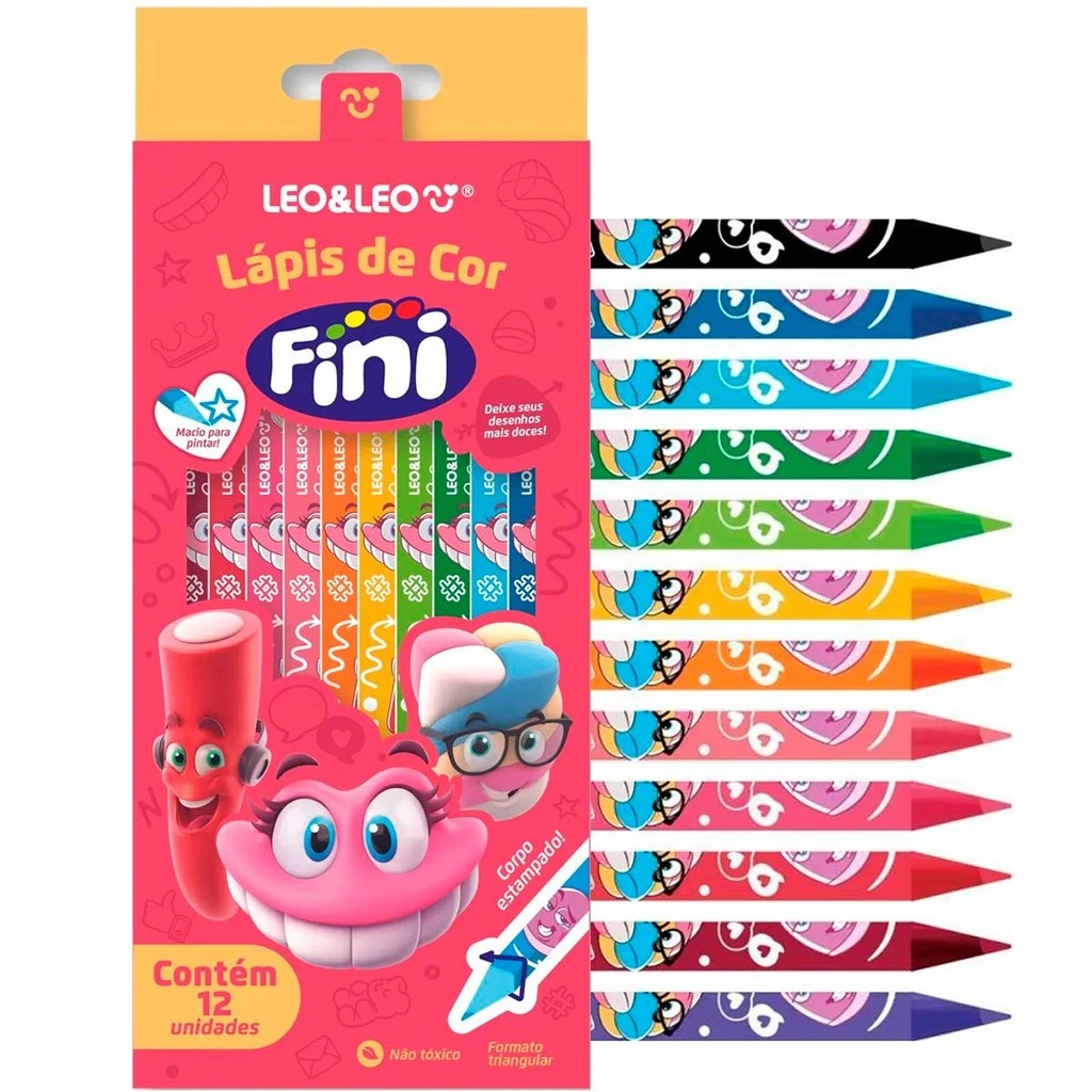 Lápis de Cor Triangular Estampado Fini – 12