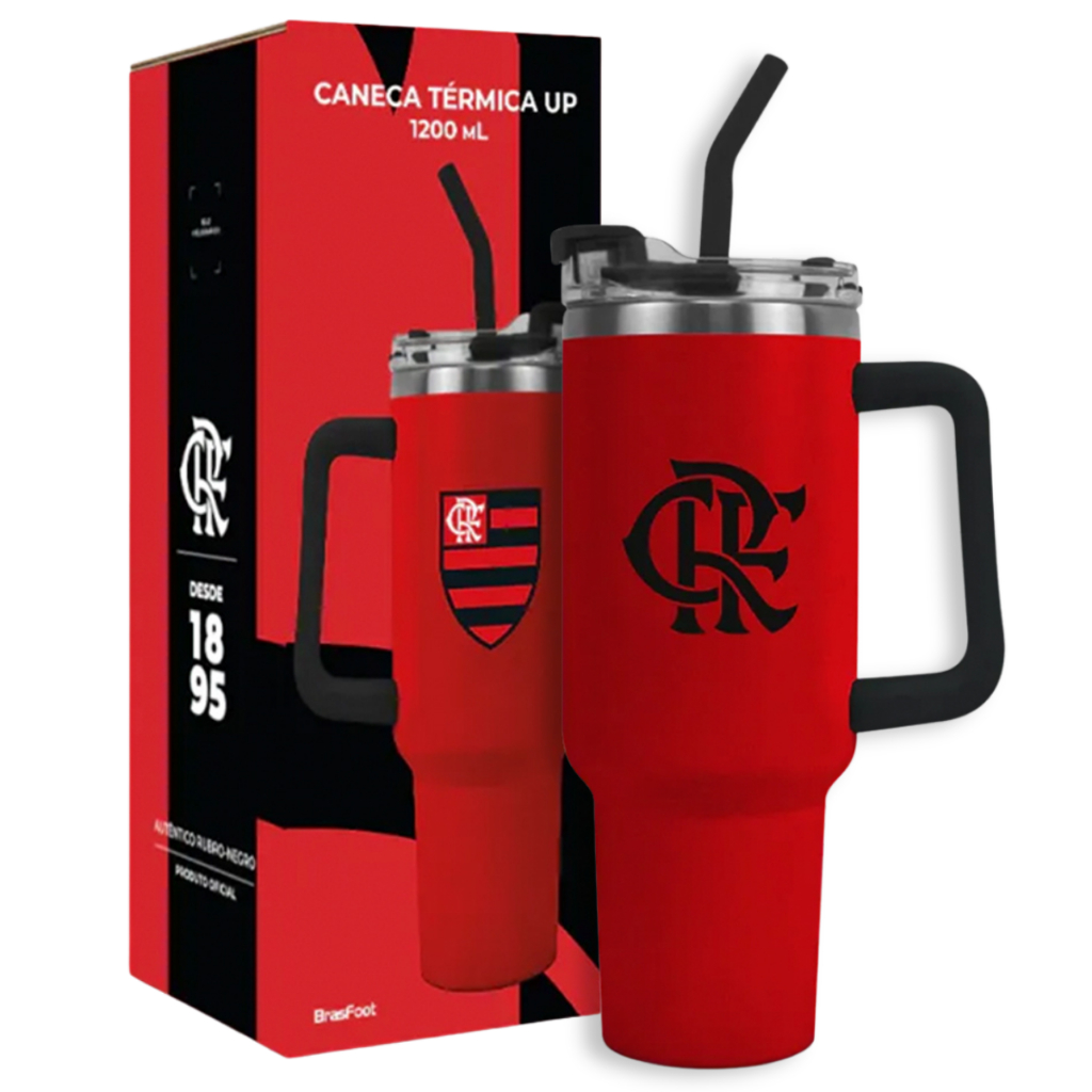 Caneca Térmica Flamengo 1200ml OFICIAL Brasfoot |