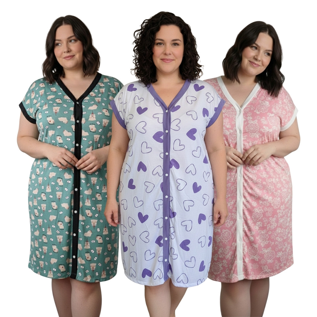 Kit 3 Camisolas Plus Size Abertas com Botões Toqu