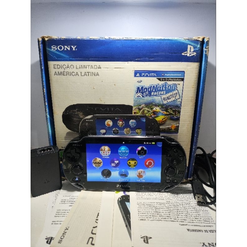 Ps Vita Fat D3sbl0quead0 64gb lotado Jogos E Emula