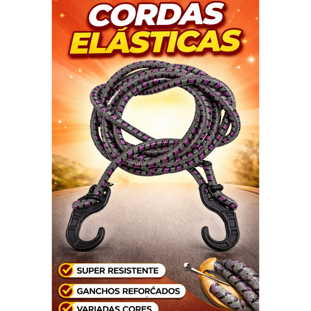 Kit com 10 Elásticos P/ Bagageiro Moto Carro Bici
